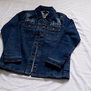 Style & Co. Dark Blue Embroidered Denim Button-Down Shirt